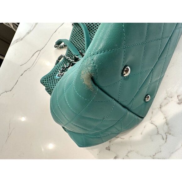 Chanel Calfskin Perforated Up in the Air North South Tote in Teal - Picture 8 of 13
